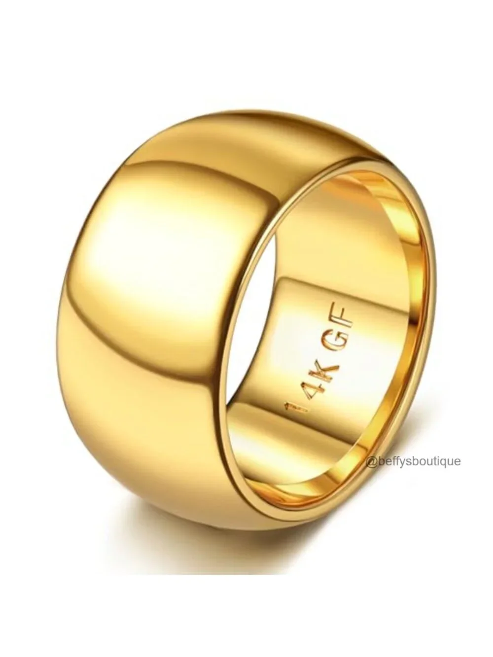 14K Gold Plated Domed Comfort Fit Pinky Ring Thick Thin Stackable Wedding Band